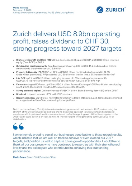 File:Zurich Insurance Group - 2025 - Full-year 2025 earnings press release.pdf
